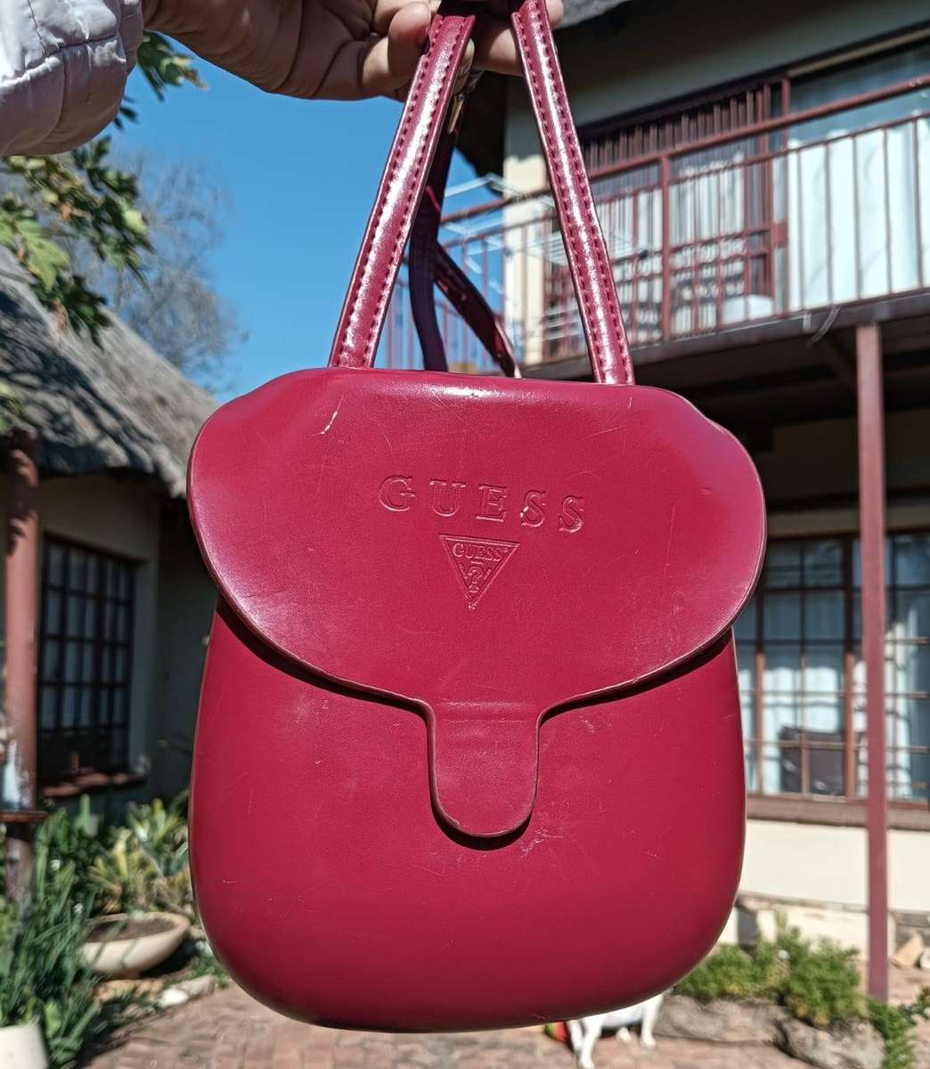 Vintage 1990s Guess Burgundy Mini Snapon Handbag or Backpack