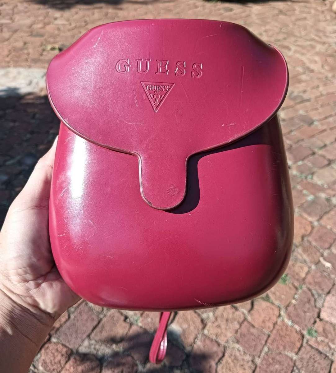 Vintage 1990s Guess Burgundy Mini Snapon Handbag or Backpack
