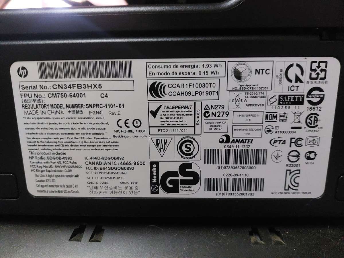 HP Officejet Pro 8600 Plus  Problem with Ink System Error - COLLECTION PTA ONLY