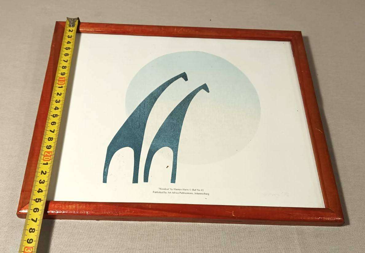 Hannes Harrs (1927-2006) Framed Colour Woodcut Print Abstract Giraffe Composition Signed Harrs 76