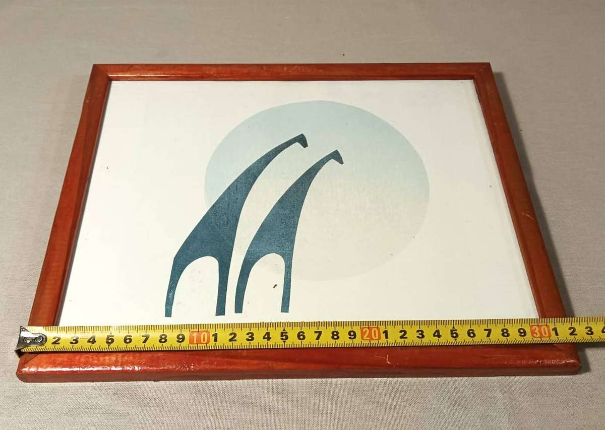 Hannes Harrs (1927-2006) Framed Colour Woodcut Print Abstract Giraffe Composition Signed Harrs 76