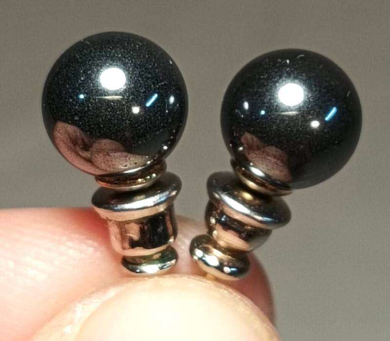 Silvery-Black Shiny Hematite Ball Earrings  Its Magnetic!