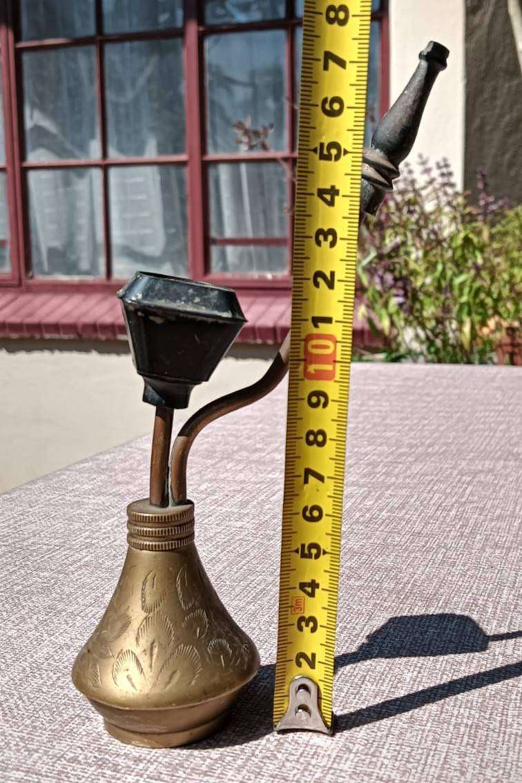 Small Vintage Indian Brass Pocket Hookah / Shisha Pipe / Water Pipe - Hand Engraved