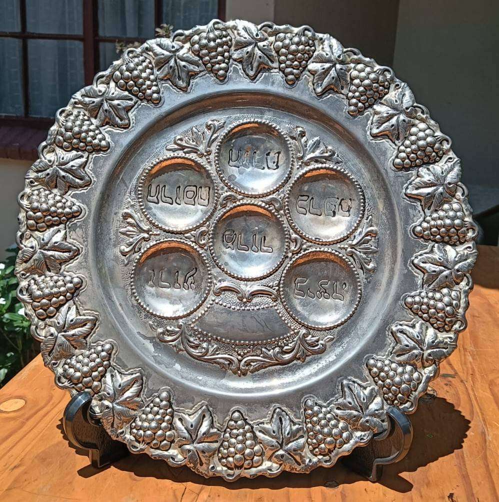 Vintage Cast Chrome-Plated Steel Judaica Passover Seder Exodus Plate