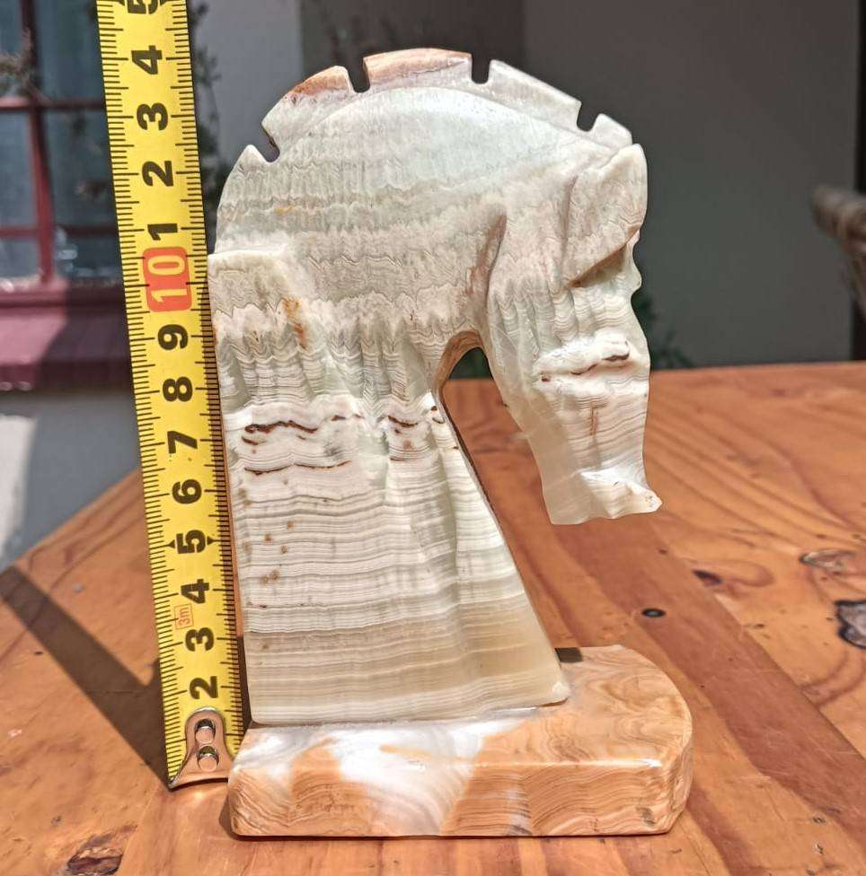 Onyx Stone Chess Knight Design Horse Head Bookend 15cm High
