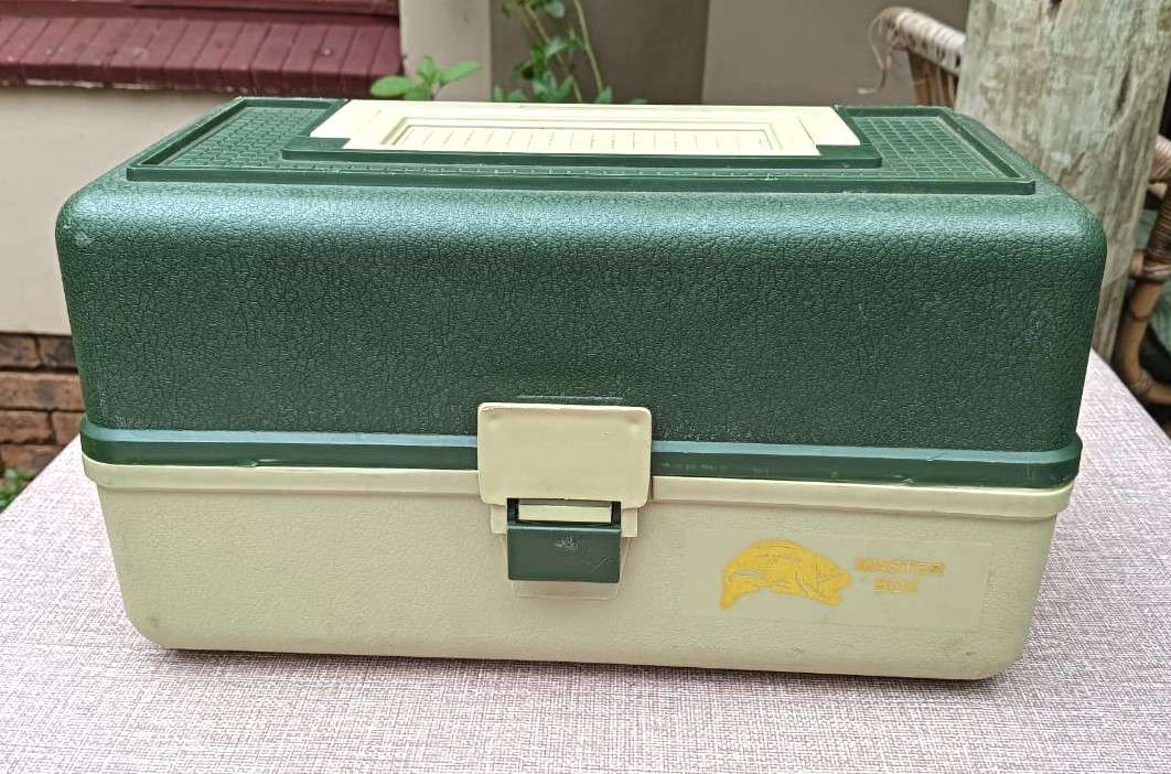 Master Fishing Tackle Box Filled With Salt and Fresh Water Fishing Sinkers, Hooks, Scales, Lures etc