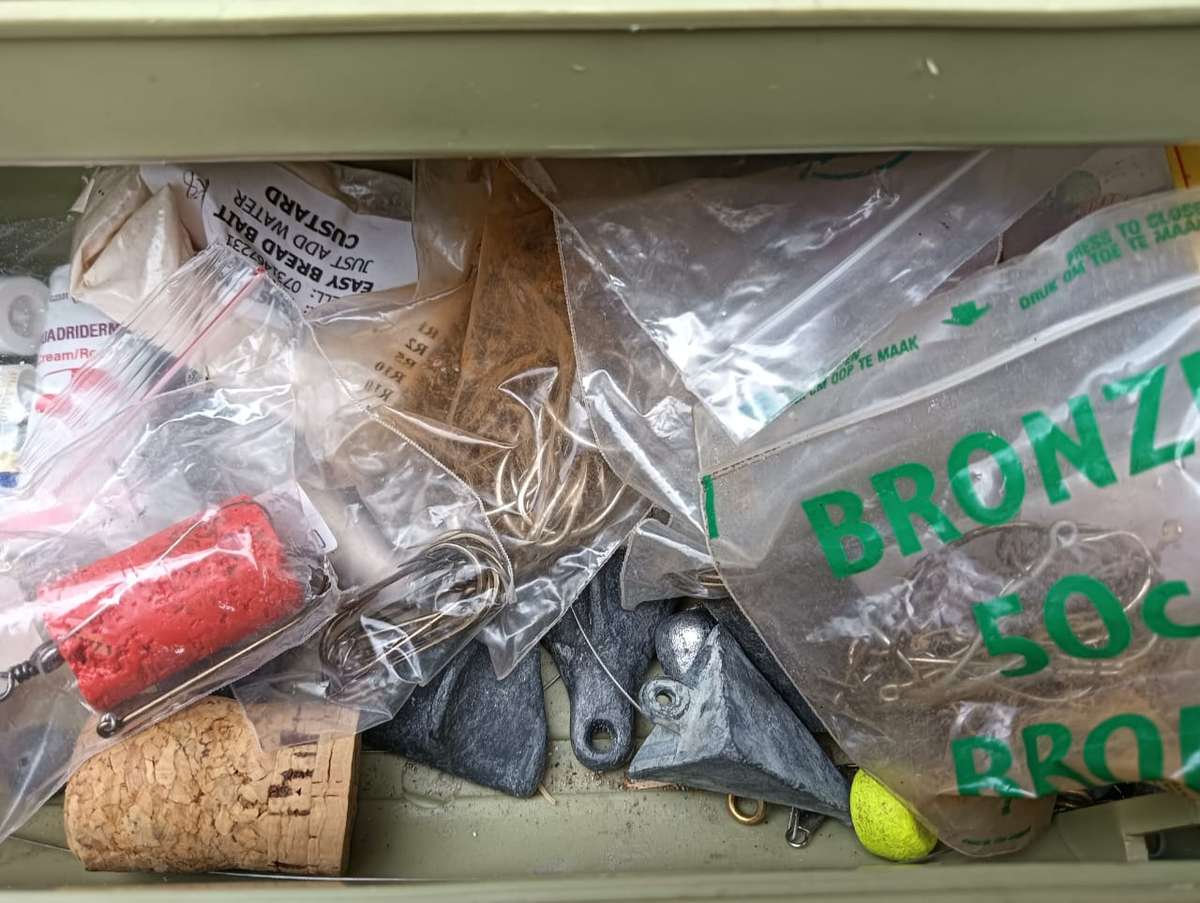 Master Fishing Tackle Box Filled With Salt and Fresh Water Fishing Sinkers, Hooks, Scales, Lures etc