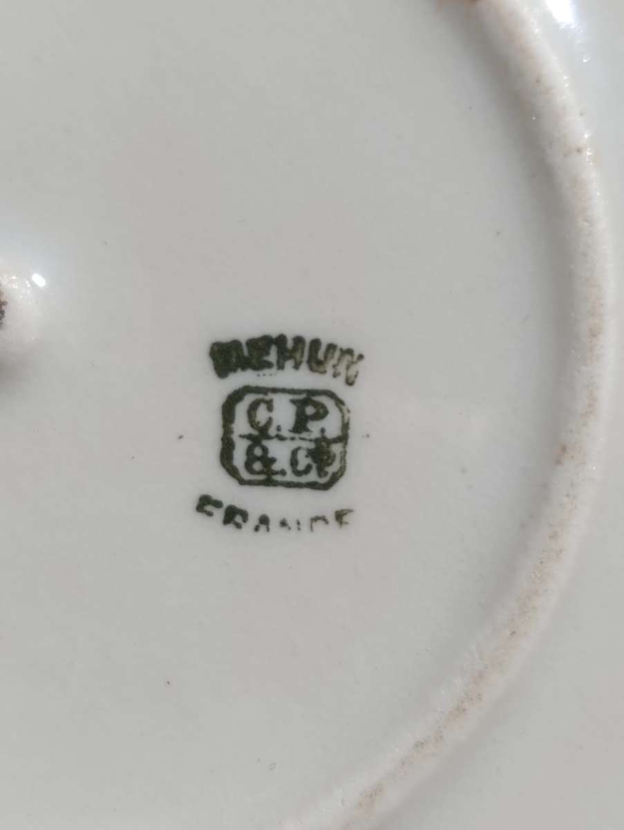 Rare Antique (c1854-1918) Mehun Charles Pillivuyt & Co (C.P. & Co) France Ceramic Food Warming Plate