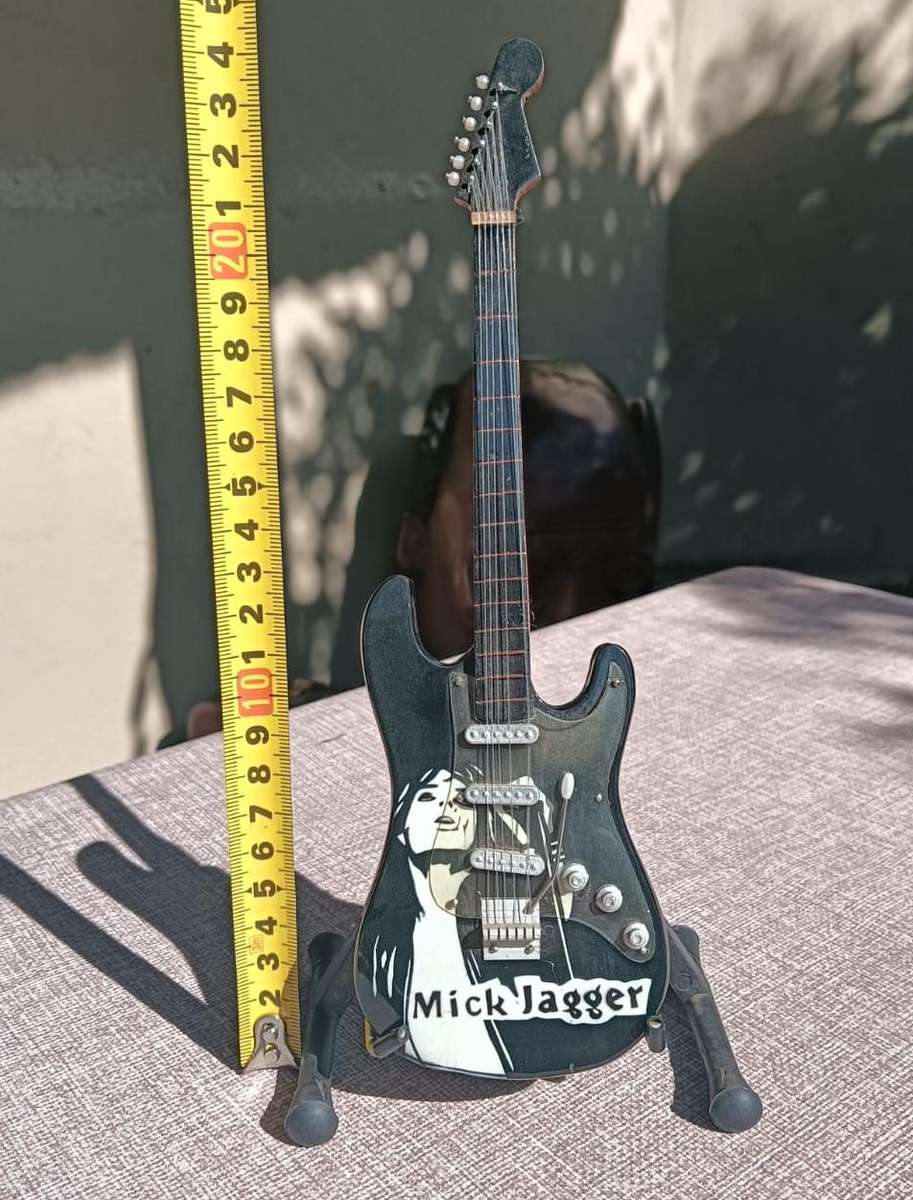 Miniature Mick Jagger Guitar Ornament  Highly Detailed with Stand