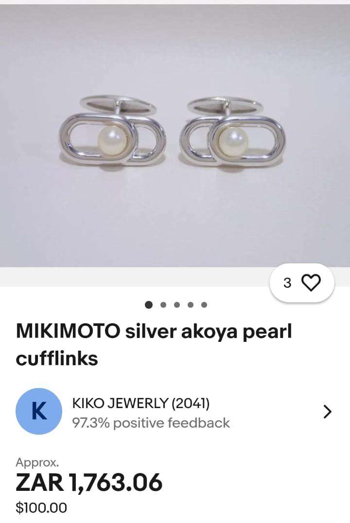 Mikimoto Japan 8mm Pearl Sterling Silver Cufflinks 7.4g