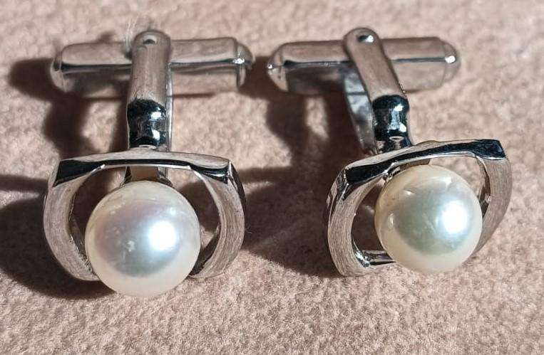 Mikimoto Japan 8mm Pearl Sterling Silver Cufflinks 7.4g