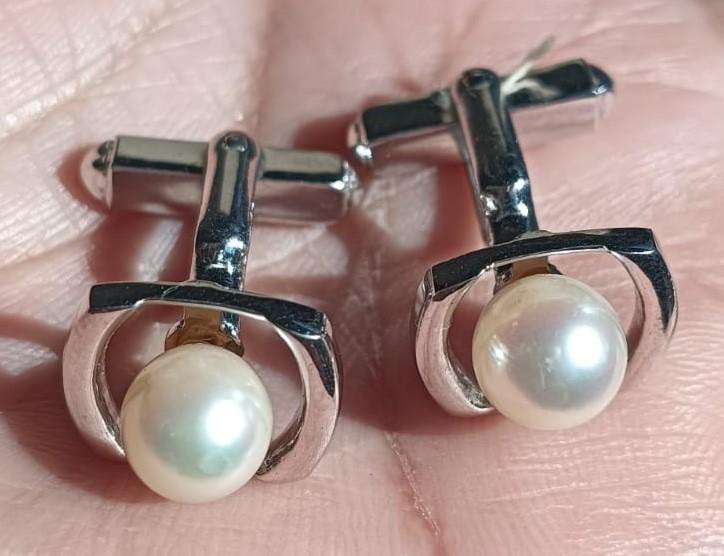 Mikimoto Japan 8mm Pearl Sterling Silver Cufflinks 7.4g