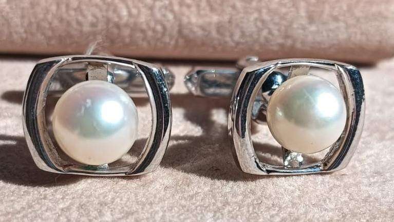 Mikimoto Japan 8mm Pearl Sterling Silver Cufflinks 7.4g