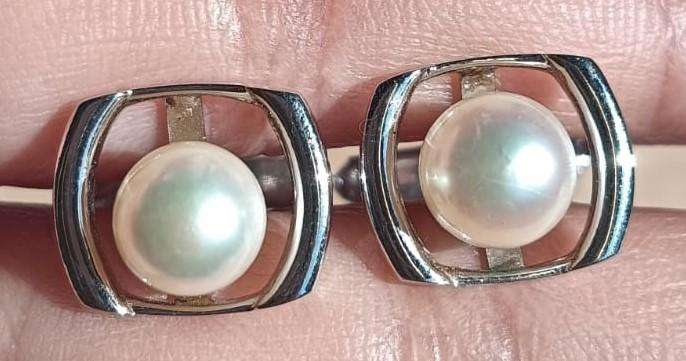 Mikimoto Japan 8mm Pearl Sterling Silver Cufflinks 7.4g