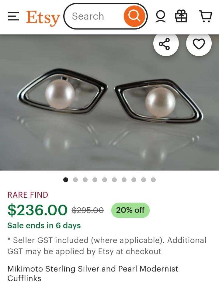 Mikimoto Japan 8mm Pearl Sterling Silver Cufflinks 7.4g