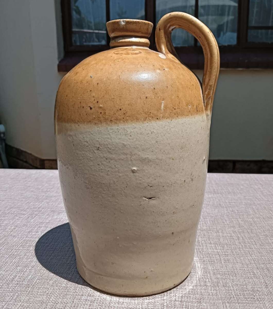 Antique E Love Wine & Spirit Merchant Hungerford England Stoneware Jug with Handle