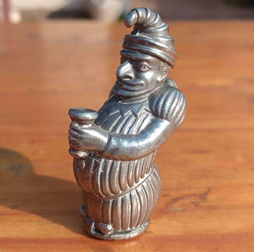 Antique 1890s Mr Punch Puppet Character Pocket Match Safe / Vesta Case with Hinged Bottom - Rare