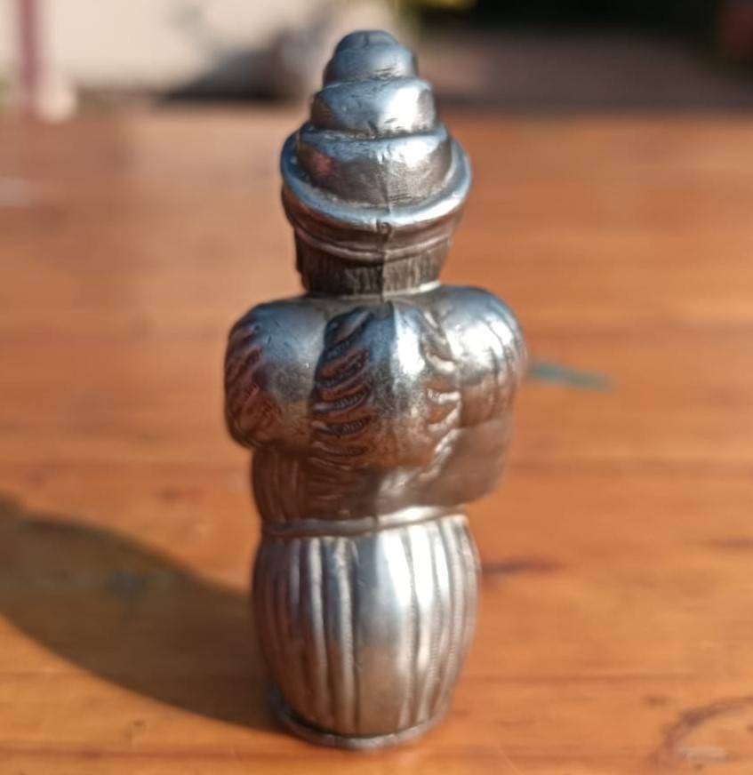 Antique 1890s Mr Punch Puppet Character Pocket Match Safe / Vesta Case with Hinged Bottom - Rare