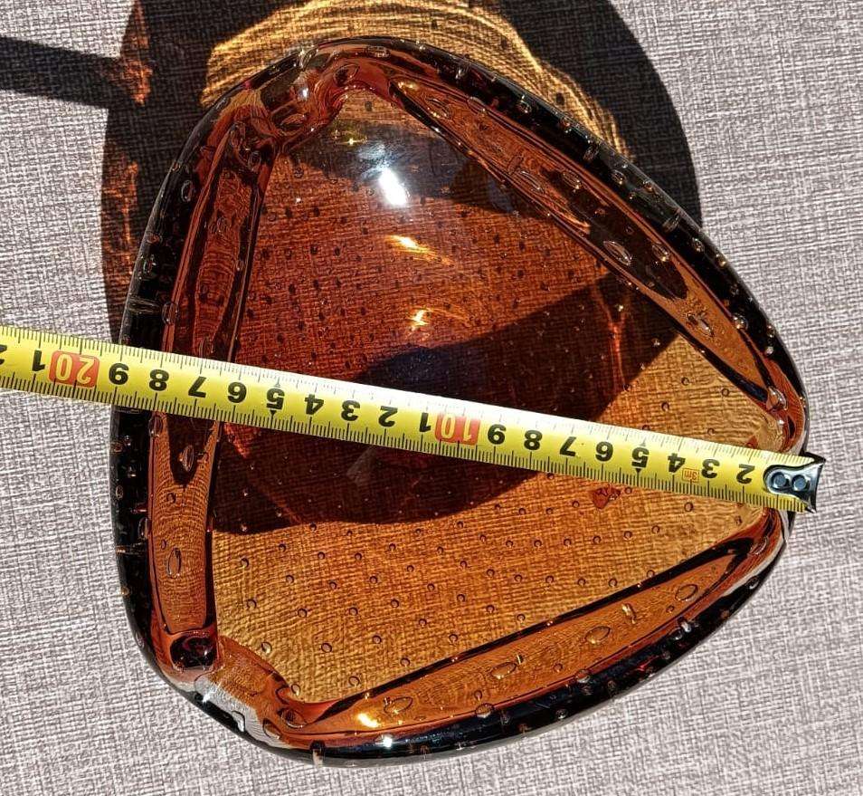 Vintage Murano Orange Bullicante (controlled bubbles) Bowl Large 19cm Wide Totally Handmade