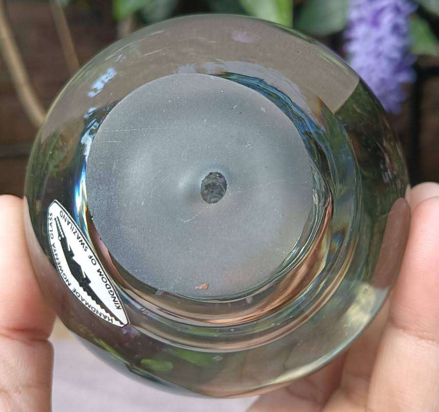 Captivating Ngwenya Suspended Controlled Bubbles Art Glass Paperweight In Good Condition