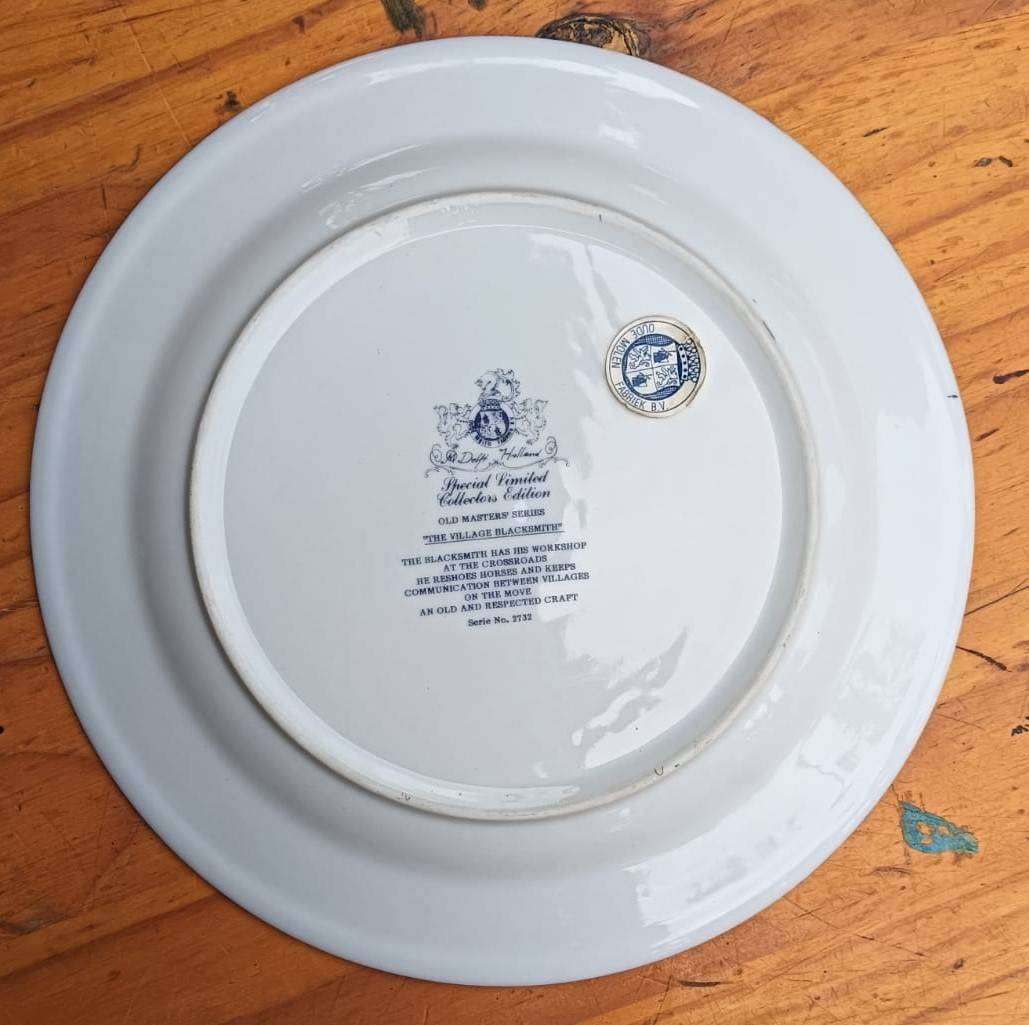 Delft Holland Oude Molen Fabriek Dutch Village Blacksmith Plate Special Limited Edition Bracket In