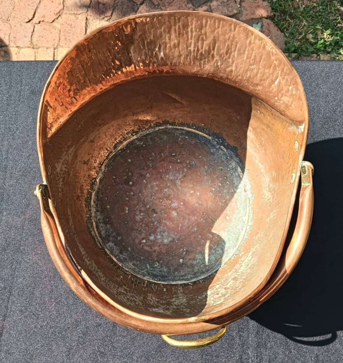 Vintage 1950s Peerage English Copper Helmet Coal Scuttle with Copper Handle