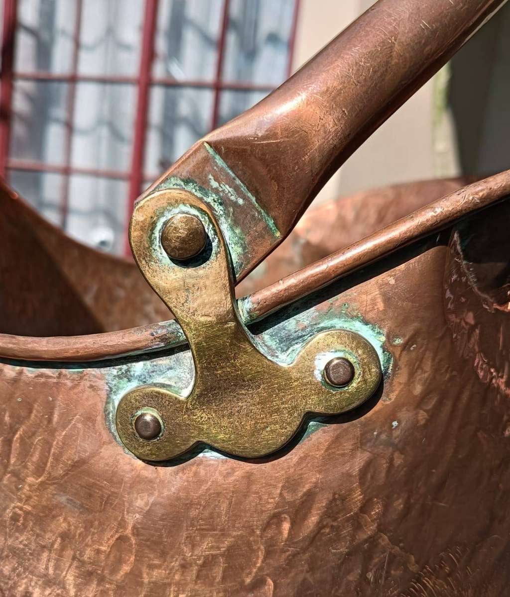 Vintage 1950s Peerage English Copper Helmet Coal Scuttle with Copper Handle