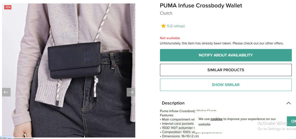 Puma Infuse Cross-Body Wallet As New in Very Good Condition