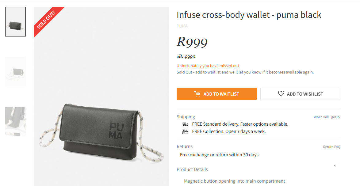 Puma Infuse Cross-Body Wallet As New in Very Good Condition