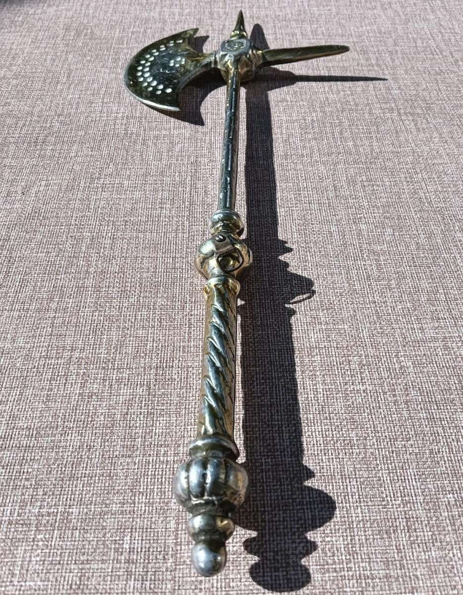 Decorative Brass "Horsemans" Battle Axe 47cm High