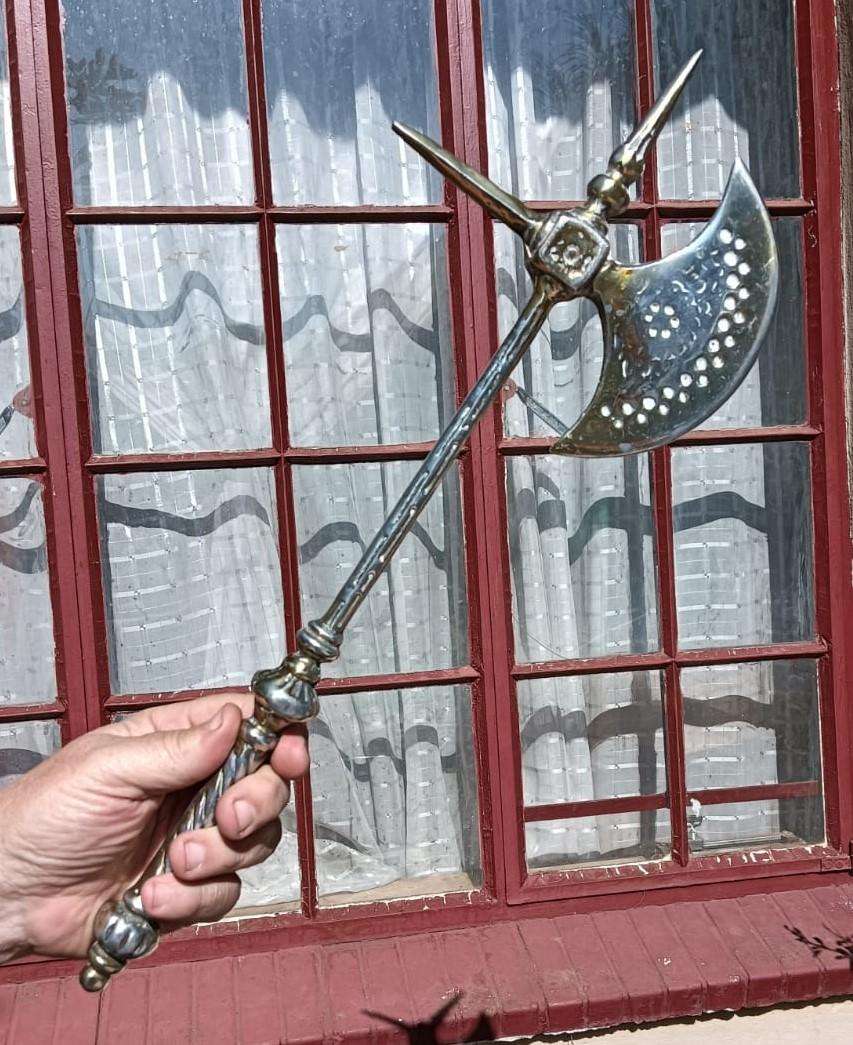 Decorative Brass "Horsemans" Battle Axe 47cm High