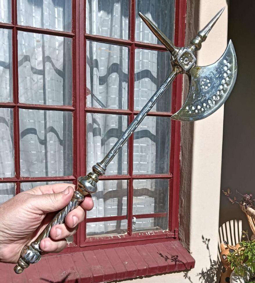 Decorative Brass "Horsemans" Battle Axe 47cm High