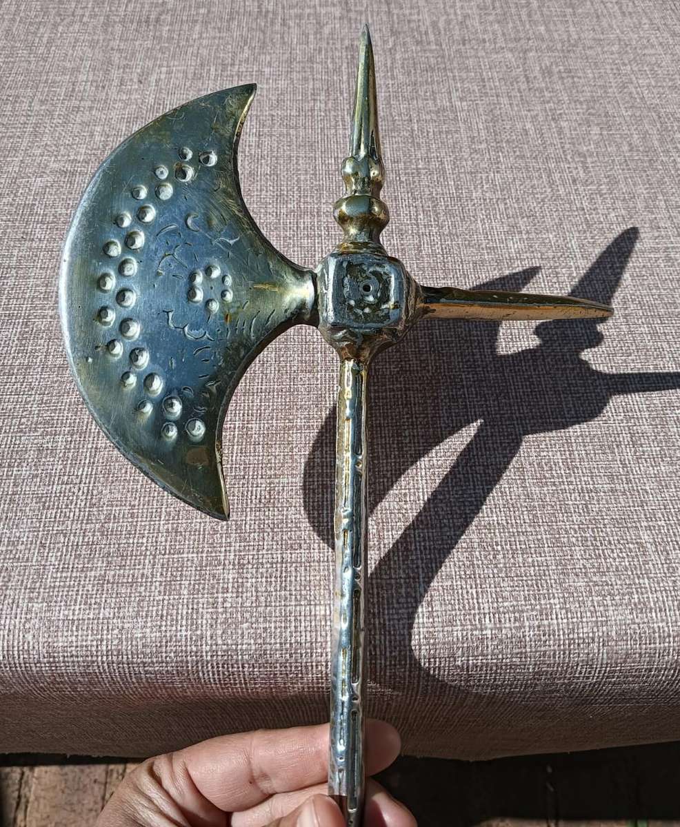 Decorative Brass "Horsemans" Battle Axe 47cm High