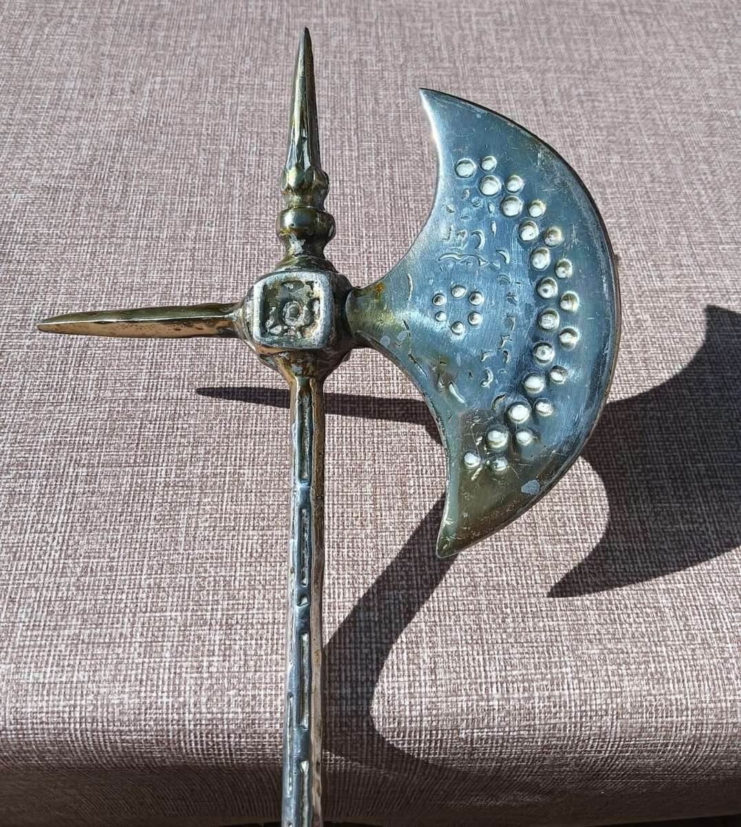 Decorative Brass "Horsemans" Battle Axe 47cm High