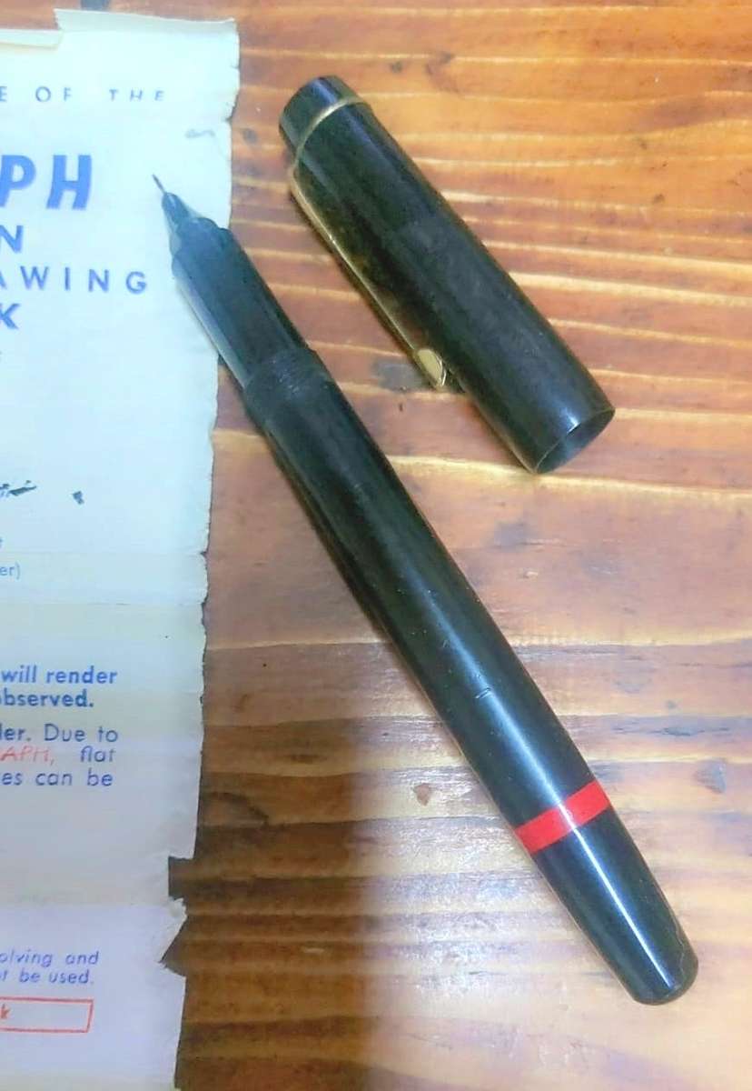 Vintage 1970s Rotring Rapidograph Technical Drawing Pen with 5 extra replacement nibs + bottle ink