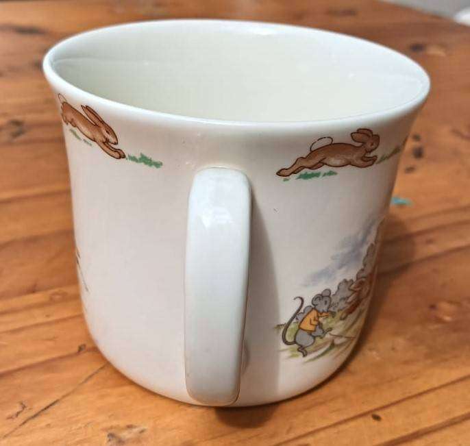Rare Bunnykins Royal Doulton Two Handled Games Cup Cricket and Wheel Barrow Racing - Circa 1976-1987