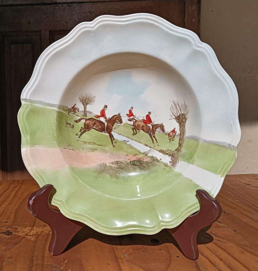 Royal Doulton 1950s The Brook D6326 Fox Hunting Plate  scene by Charles Simpson (1885-1971)