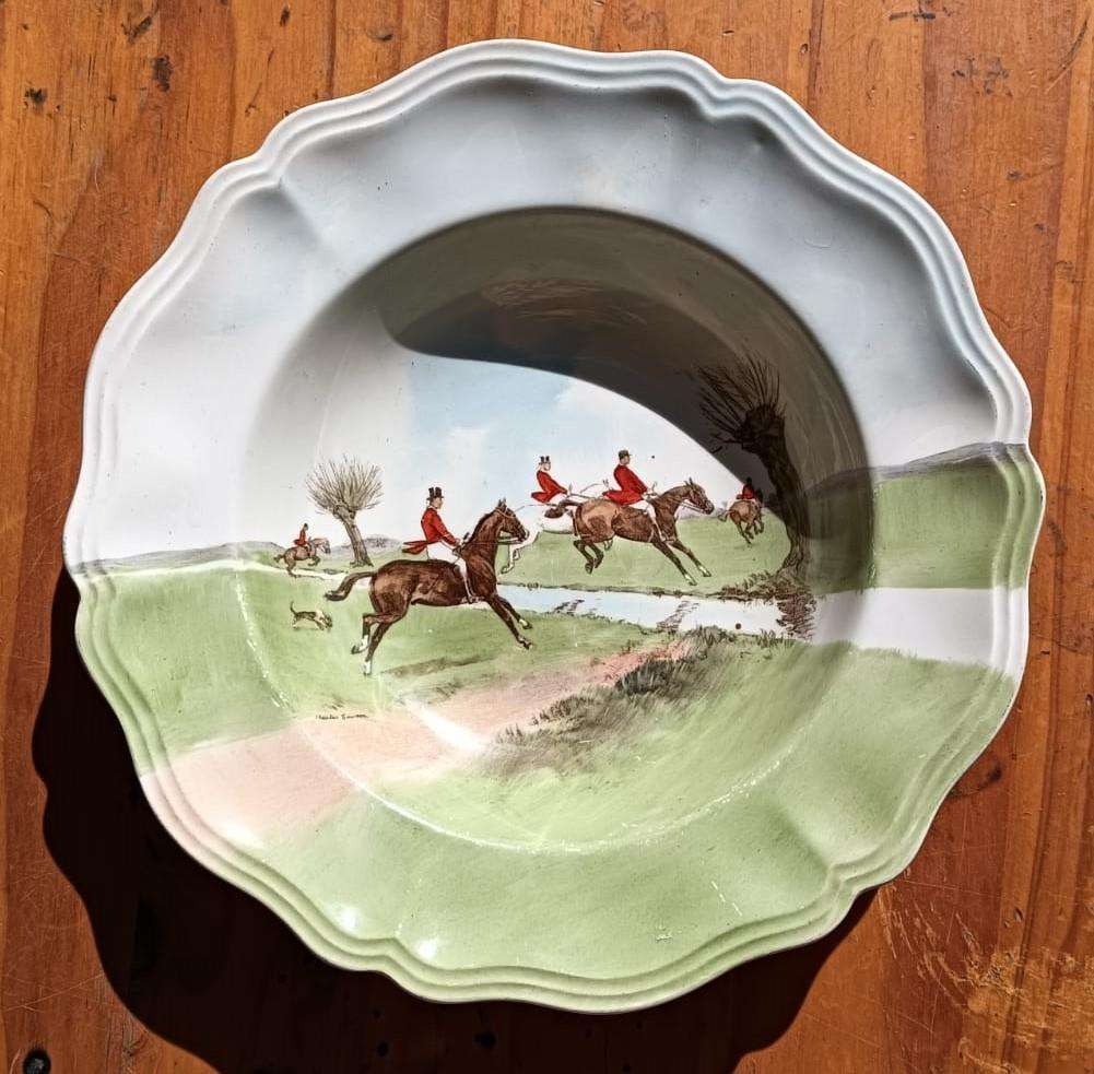 Royal Doulton 1950s The Brook D6326 Fox Hunting Plate  scene by Charles Simpson (1885-1971)