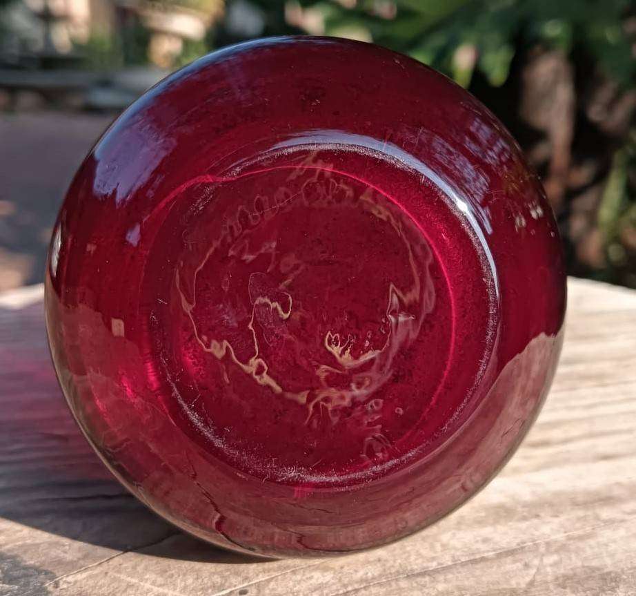 Red Gold Czech Bohemian Vase with Geometrical Diamond (Design 1967 by Jan Gabrhel) Mould-Blown