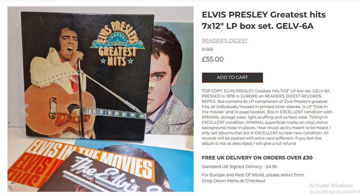Elvis Presley Greatest Hits 7 Vinyl Record Boxed Set Good Condition