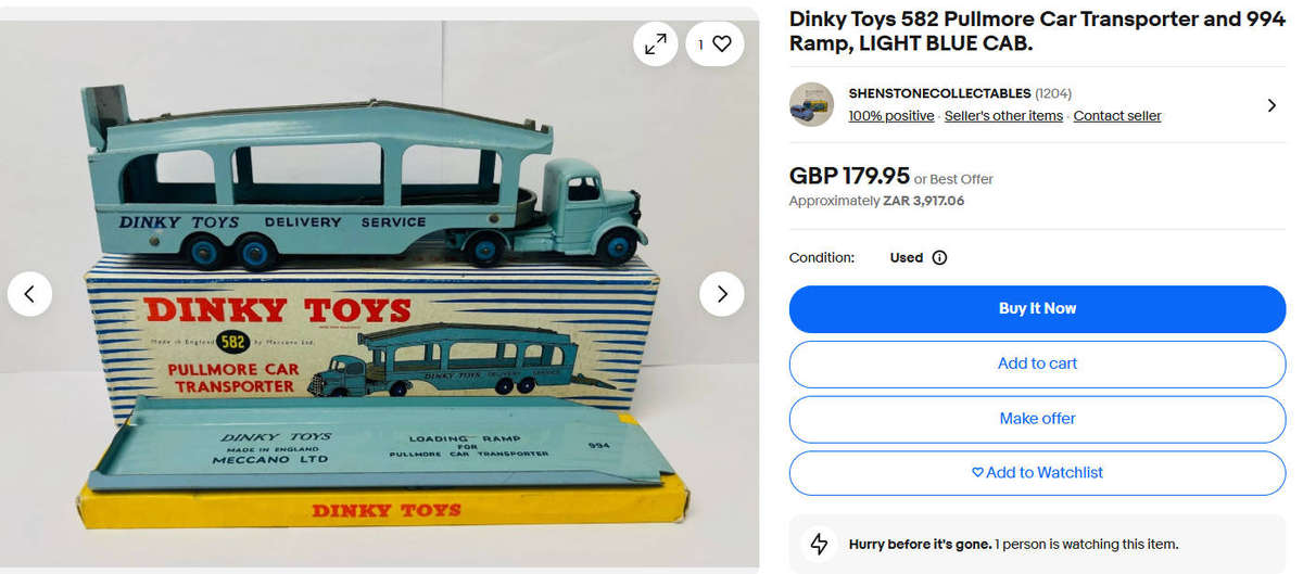 Dinky Supertoys 982 Bedford Pullmore Car Transporter Circa 1955-1964 Size 1:43 RARE