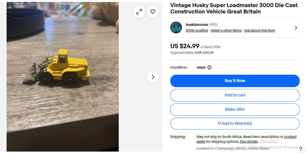 Husky (Corgi Series) 1960s Super Loadmaster 3000 Diecast - Missing the Plastic Scoop - Scale 1:64