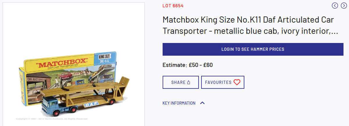Lesney Matchbox 1969 King Size (1:43) DAF Car Transporter with Functioning Pistons and Suspension