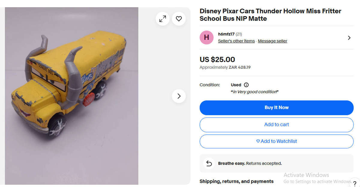 Mattel Disney Pixar Fritter Time School Bus 2016 Deluxe Collection Scale 1:55