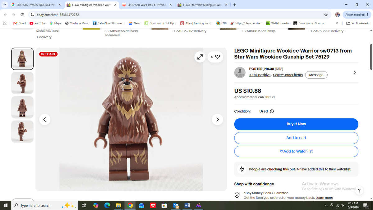 Lego Star Wars Wookiee Warrior and Rebel U-Wing Pilot and Firefighter Minifigures
