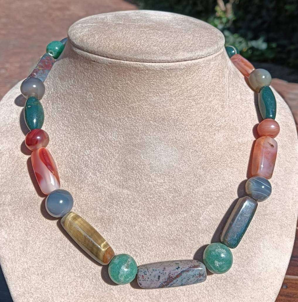 Semi Precious Gemstone Beggars Bead Necklace - 21cm Long