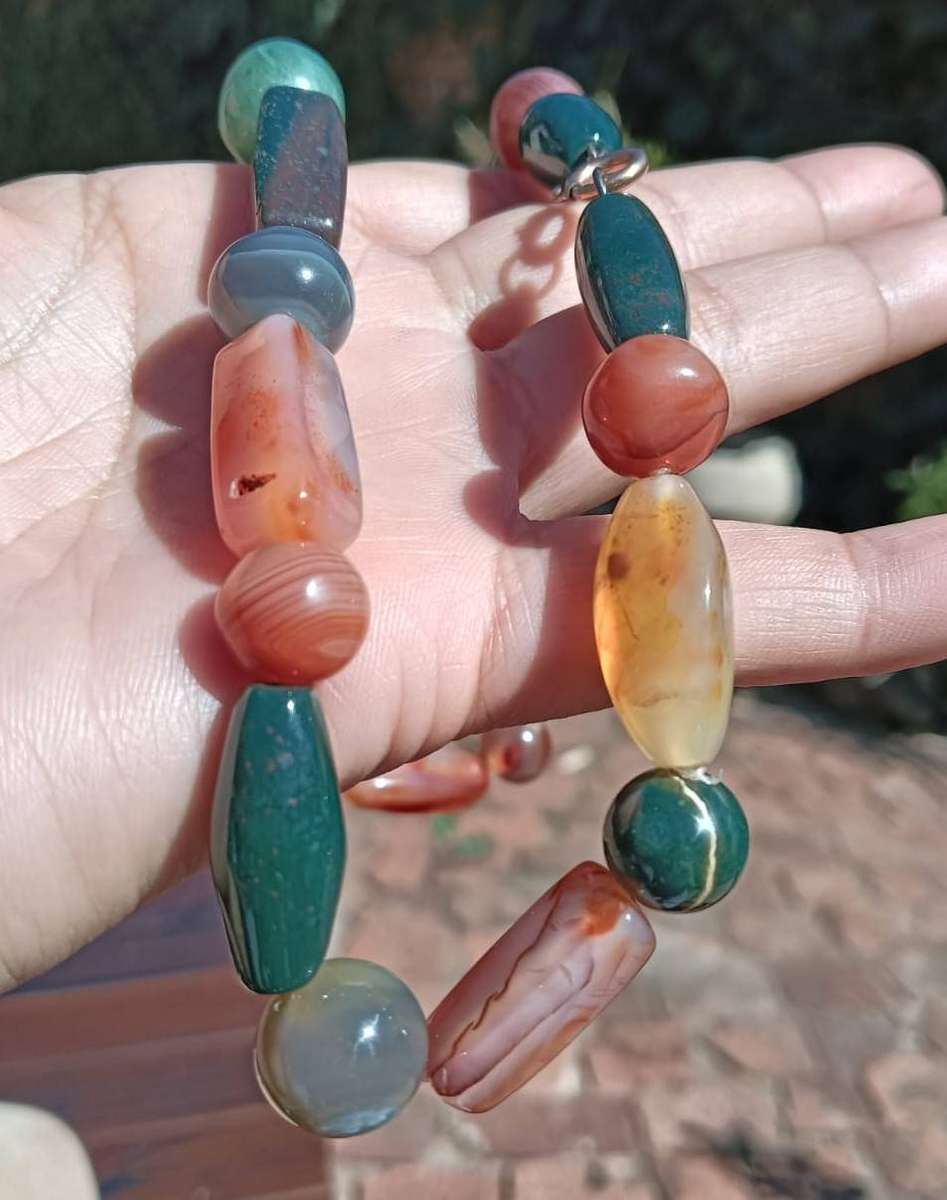 Semi Precious Gemstone Beggars Bead Necklace - 21cm Long