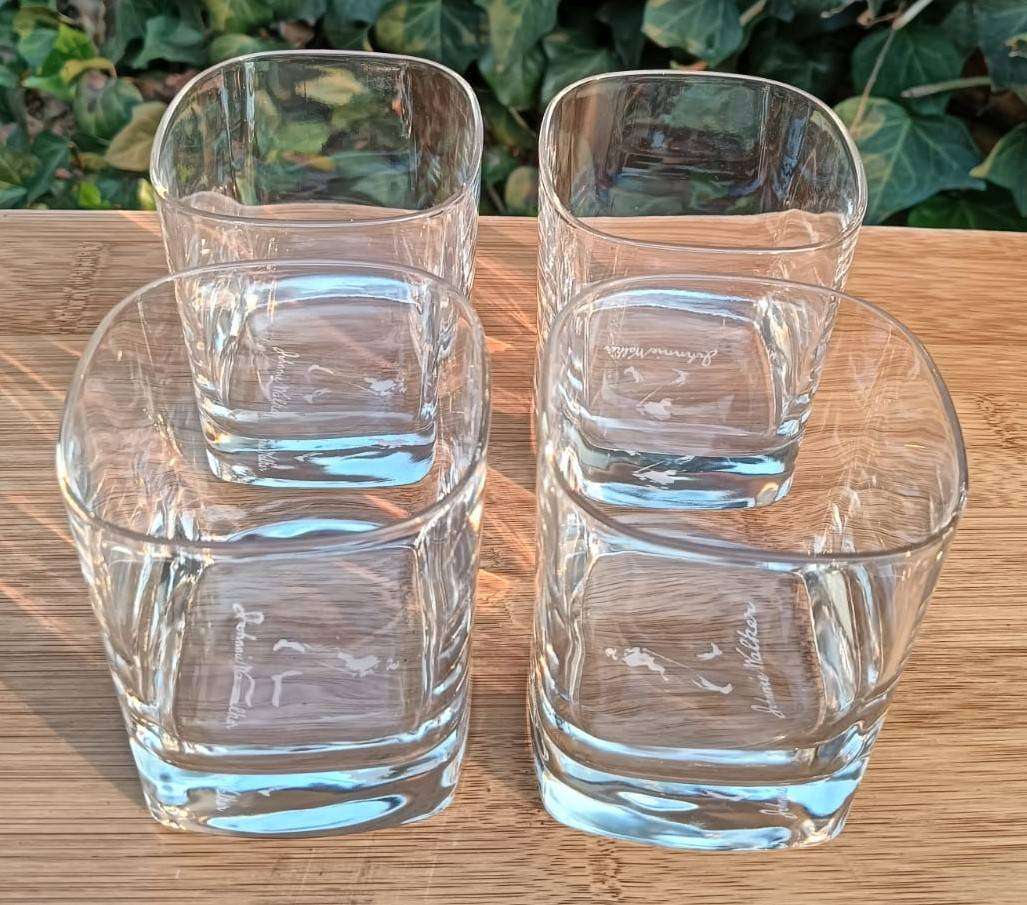 Set of 4 Johnnie Walker Square Whiskey Glasses Heavy Bottomed