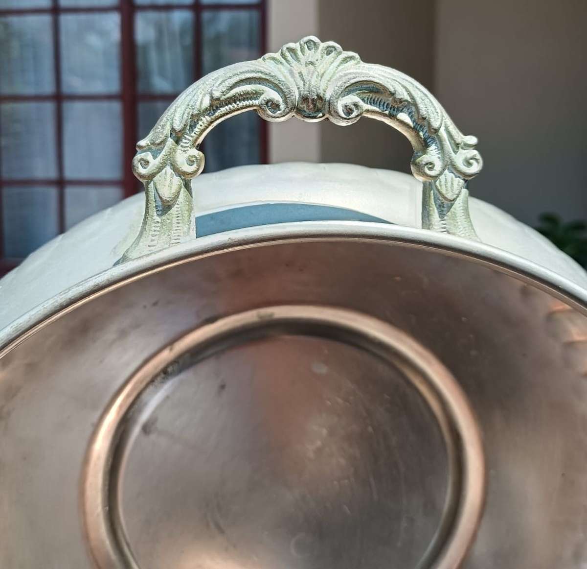 Silver Metal Lidded Casserole Dish in Good Condition