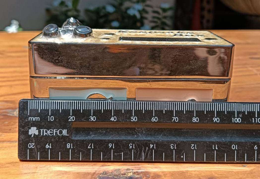 Silverplated Baby Keepsake Box with Enamelled Detail: Hinged Lid Velvet Lined on Inside